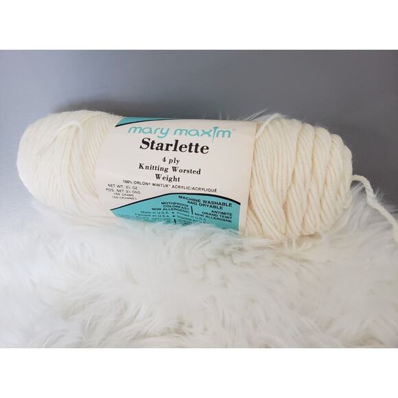 VINTAGE Mary Maxim Starlette‎ #263-006 Off White 4 Ply Knitting Worsted Weight - Picture 1 of 6